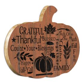 "Grateful" By Artisan Linda Spivey Printed on Wooden Pumpkin Wall Art