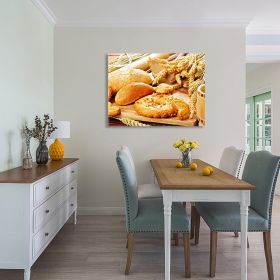 Framed Canvas Wall Art Decor Bread Painting, Still Life Bread Painting Decoration For Restrant, Kitchen, Dining Room, Office Living Room (Color: as Pic)