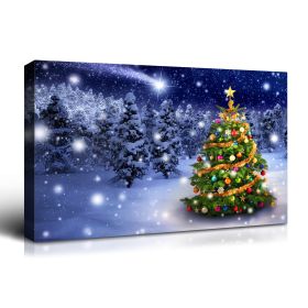 Framed Canvas Wall Art Decor Painting For Chrismas, Chrismas Tree in Forest Chrismas Gift Painting For Chrismas Gift (Color: as Pic)